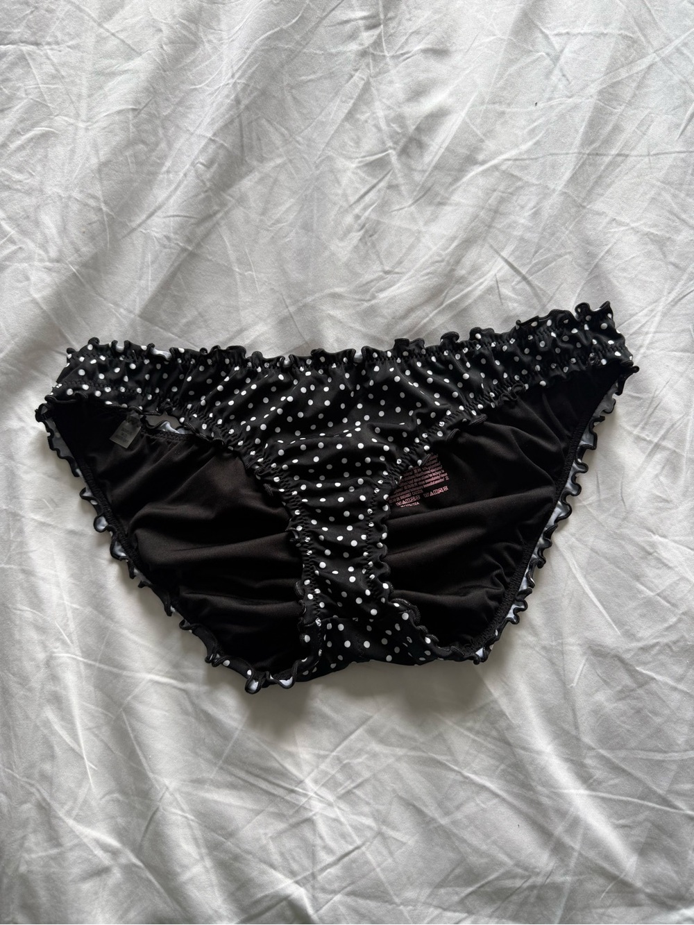 Victoria's Secret Black & White Polka Dot Bikini Bottoms Scrunch Butt Summer Med